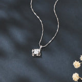 925 Sterling Silver Elegant Silver Necklace With Four-leaf Clover Design And Sparkling Zircon Pendant