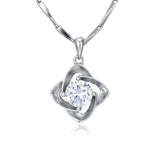 925 Sterling Silver Elegant Silver Necklace With Four-leaf Clover Design And Sparkling Zircon Pendant