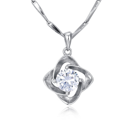 925 Sterling Silver Elegant Silver Necklace With Four-leaf Clover Design And Sparkling Zircon Pendant