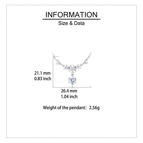925 Sterling Silver Elegant Zircon Flower Necklace With Sparkling Silver Chain And Pendant