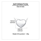 925 Sterling Silver Classic Silver Heart Pendant Necklace