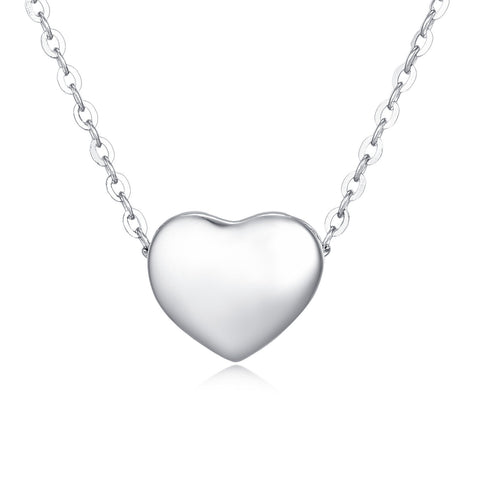 925 Sterling Silver Classic Silver Heart Pendant Necklace