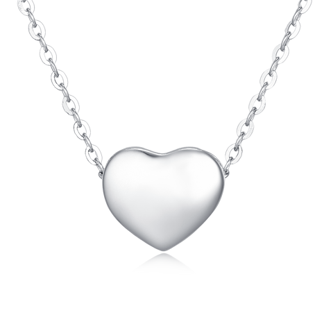 925 Sterling Silver Classic Silver Heart Pendant Necklace