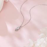 925 Sterling Silver Elegant Zircon Flower Pendant Necklace With Sterling Silver Chain
