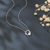 925 Sterling Silver Enchanted Moonstone Cat Necklace With Floral Accents