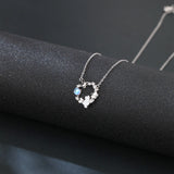 925 Sterling Silver Enchanted Moonstone Cat Necklace With Floral Accents