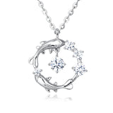925 Sterling Silver Eternal Grace: Dolphin Zircon Pendant Necklace