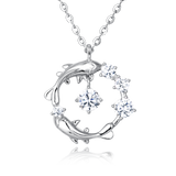 925 Sterling Silver Eternal Grace: Dolphin Zircon Pendant Necklace