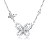 925 Sterling Silver Sparkling Zircon Butterfly Pendant Necklace