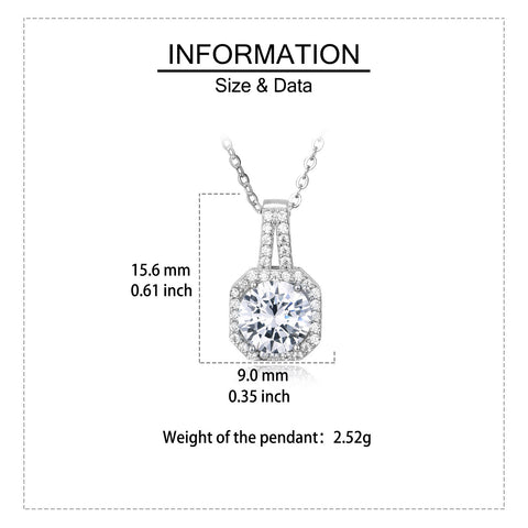 925 Sterling Silver Elegant Zircon Halo Pendant Necklace In Plated with White Gold – Timeless Luxury Jewelry