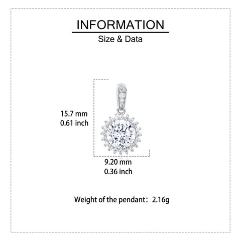 925 Sterling Silver Elegant Zircon Halo Pendant Necklace With Cascading Brilliance