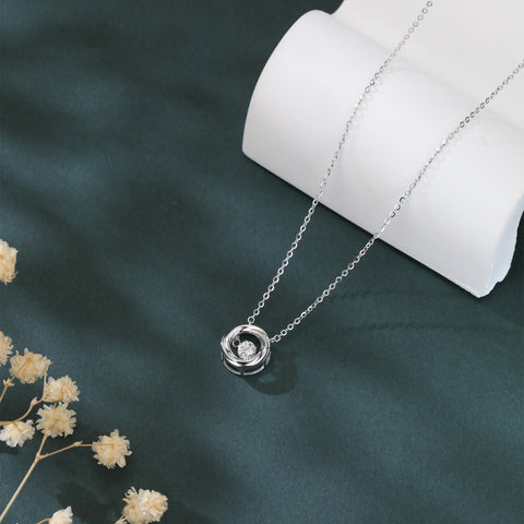 925 Sterling Silver Elegant Zircon Solitaire Pendant Necklace In Sterling Silver