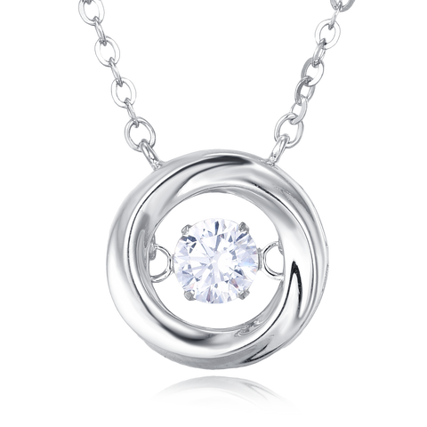 925 Sterling Silver Elegant Zircon Solitaire Pendant Necklace In Sterling Silver
