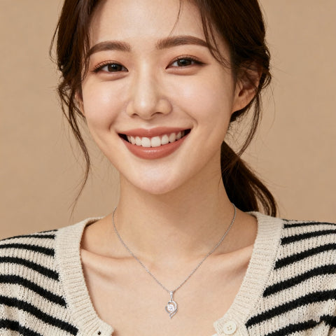 925 Sterling Silver Elegant Heart-shaped Zircon Pendant Necklace With Silver Chain