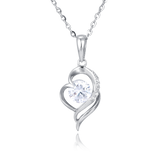 925 Sterling Silver Elegant Heart-shaped Zircon Pendant Necklace With Silver Chain