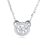 925 Sterling Silver Elegant Zircon Halo Interlocking Circles Sterling Silver Necklace