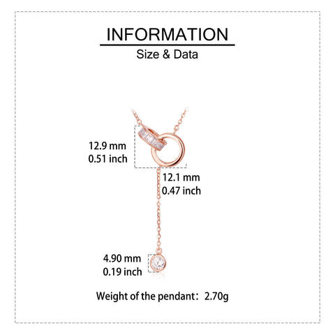 925 Sterling Silver Elegant Rose Plated With Gold Interlocking Circles Moissanite Accent Necklace