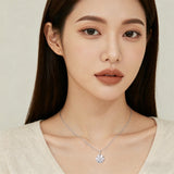 925 Sterling Silver Elegant Moissanite Cluster Pendant Necklace