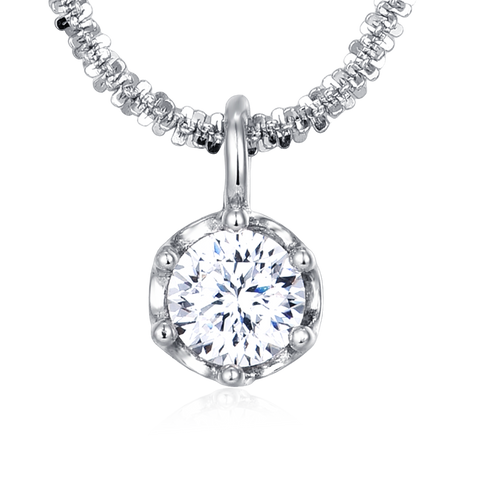 925 Sterling Silver Elegant Moissanite Solitaire Pendant Necklace: Timeless Elegance In Plated with White Gold