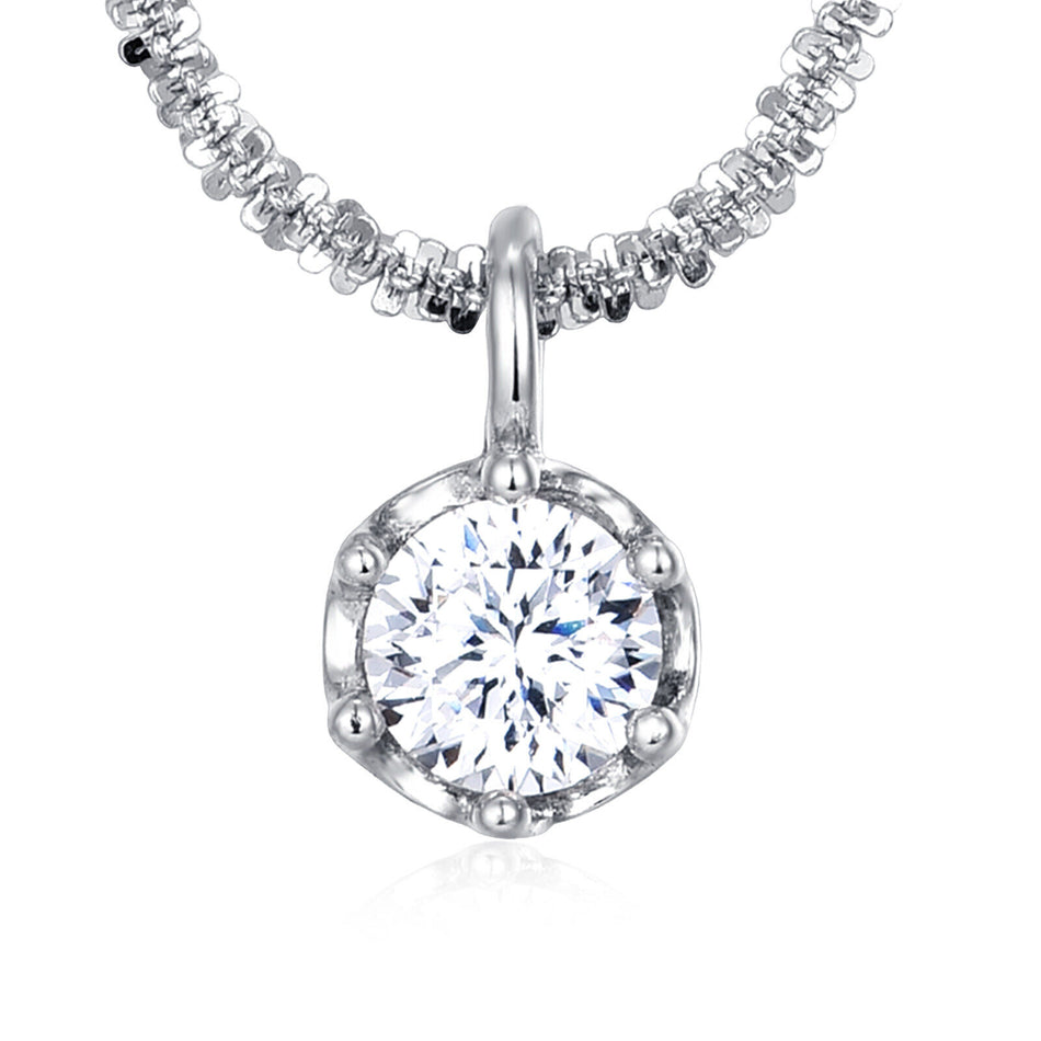925 Sterling Silver Elegant Moissanite Solitaire Pendant Necklace: Timeless Elegance In Plated with White Gold