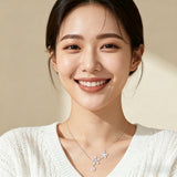 925 Sterling Silver Elegant Silver Flower Necklace With Moissanite Accents And Delicate Petal Design