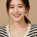 925 Sterling Silver Cherry Blossom Blue Sapphire Sterling Silver Pendant Necklace