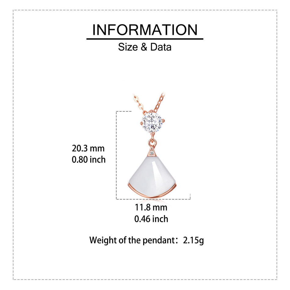 925 Sterling Silver Rose Gold Moissanite Pendant Necklace With Pearl Cone Charm