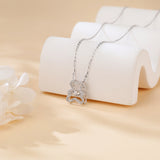 925 Sterling Silver Elegant Moissanite Teddy Bear Pendant Necklace With Sparkling Accents