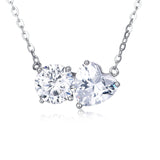 925 Sterling Silver Elegant Double Moissanite Pendant Necklace In Plated with White Gold
