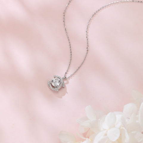 925 Sterling Silver Elegant Plated with White Gold Moissanite Necklace With Radiant Center Stone And Halo Setting