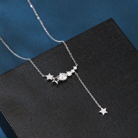 925 Sterling Silver Stunning Star Moissanite Necklace: Elegant Celestial Charm Meets Timeless Luxury