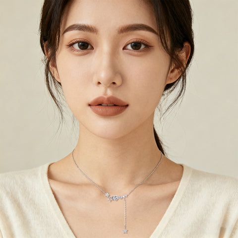 925 Sterling Silver Stunning Star Moissanite Necklace: Elegant Celestial Charm Meets Timeless Luxury