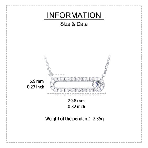 925 Sterling Silver Elegant Moissanite Bar Necklace With Oval Cutout And Solitaire Accent In Plated with White Gold
