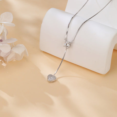 925 Sterling Silver Elegant Moissanite Heart Pendant Necklace: Timeless Luxury Jewelry Piece
