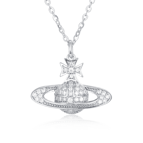 925 Sterling Silver Celestial Moissanite Planet Pendant Necklace