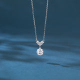 925 Sterling Silver Elegant Four-leaf Clover Moissanite Pendant Necklace With Round Drop Charm