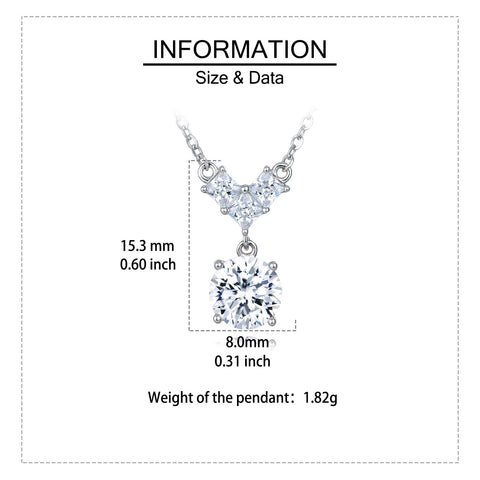 925 Sterling Silver Elegant Four-leaf Clover Moissanite Pendant Necklace With Round Drop Charm