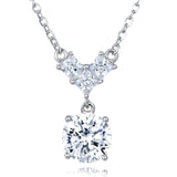 925 Sterling Silver Elegant Four-leaf Clover Moissanite Pendant Necklace With Round Drop Charm