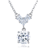 925 Sterling Silver Elegant Four-leaf Clover Moissanite Pendant Necklace With Round Drop Charm