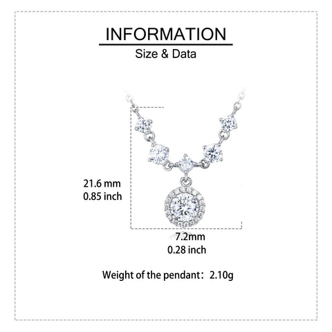 925 Sterling Silver Elegant Moissanite Necklace With Cascading Solitaire Drops And Halo Pendant