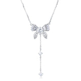 925 Sterling Silver Elegant Moissanite Floral Necklace With Dangling Charm