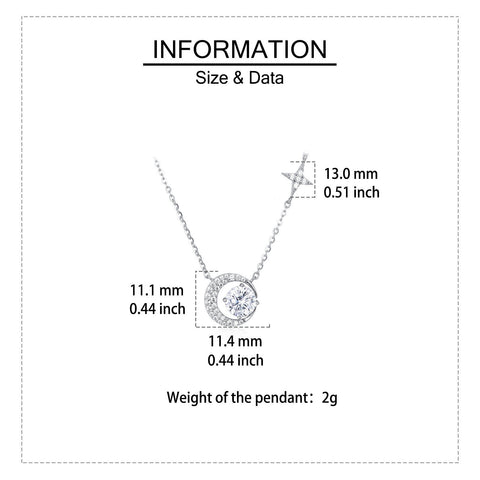 925 Sterling Silver Celestial Elegance Moon & Star Moissanite Necklace