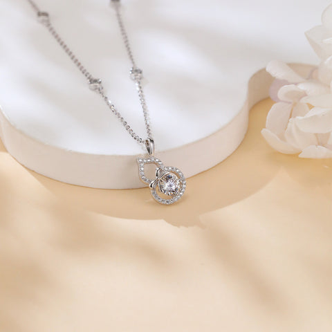 925 Sterling Silver Eternal Love Heart Moissanite Necklace With Delicate Bow Accent