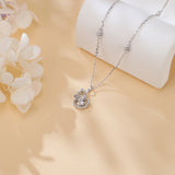 925 Sterling Silver Eternal Love Heart Moissanite Necklace With Delicate Bow Accent