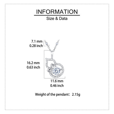 925 Sterling Silver Eternal Love Heart Moissanite Necklace With Delicate Bow Accent