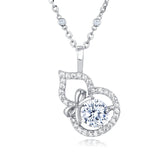 925 Sterling Silver Eternal Love Heart Moissanite Necklace With Delicate Bow Accent