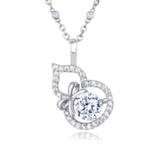 925 Sterling Silver Eternal Love Heart Moissanite Necklace With Delicate Bow Accent
