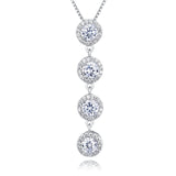 925 Sterling Silver Elegant Moissanite Cascade Necklace With Four Round Brilliant Cut Stones