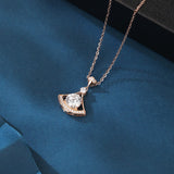 925 Sterling Silver Rose Plated With Gold Moissanite Fan Pendant Necklace: Timeless Elegance Meets Modern Design