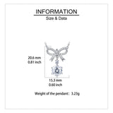 925 Sterling Silver Elegant Moissanite Bow Necklace With Triple Drop Design